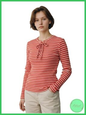 Michael Kors Striped Ribbed Knit Shirt